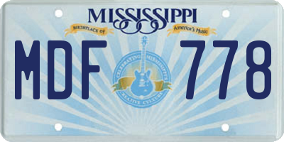 MS license plate MDF778