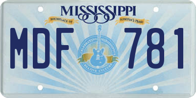 MS license plate MDF781