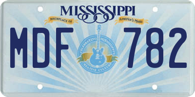 MS license plate MDF782