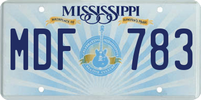 MS license plate MDF783