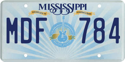 MS license plate MDF784