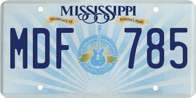 MS license plate MDF785