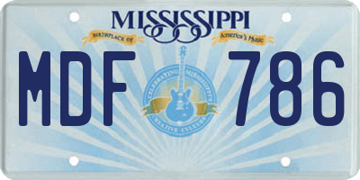 MS license plate MDF786