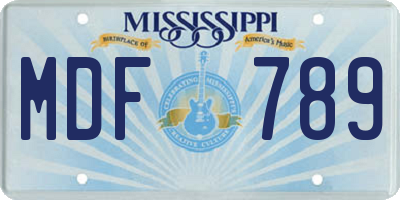 MS license plate MDF789