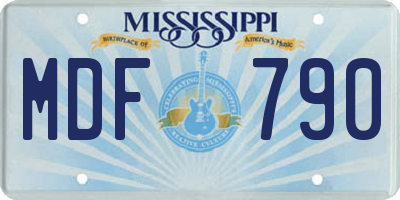 MS license plate MDF790