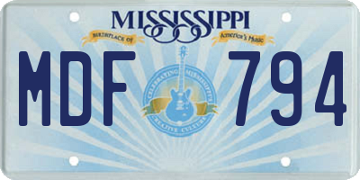 MS license plate MDF794