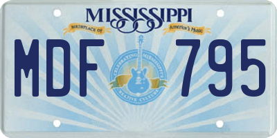 MS license plate MDF795
