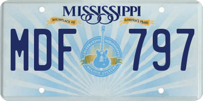 MS license plate MDF797
