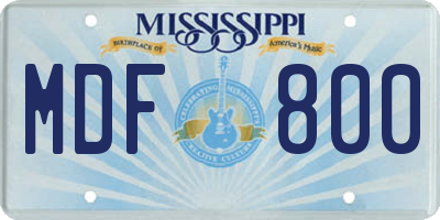 MS license plate MDF800