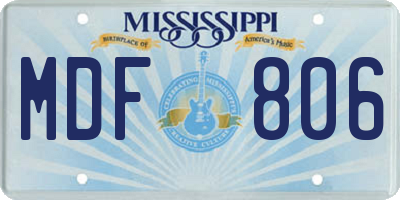 MS license plate MDF806