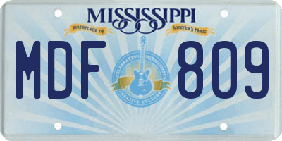 MS license plate MDF809