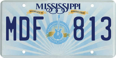 MS license plate MDF813