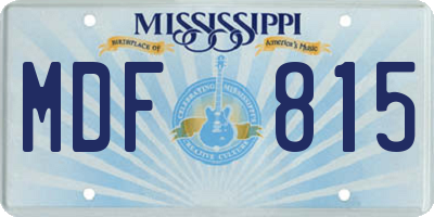 MS license plate MDF815