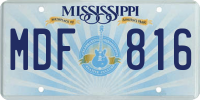 MS license plate MDF816