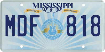 MS license plate MDF818