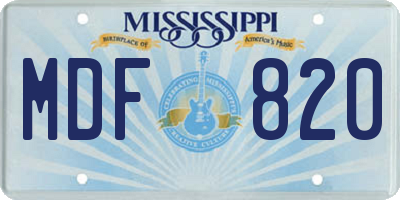 MS license plate MDF820