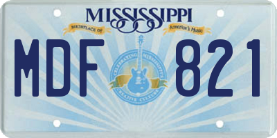 MS license plate MDF821