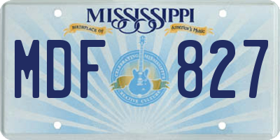 MS license plate MDF827