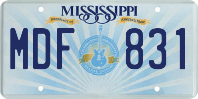 MS license plate MDF831