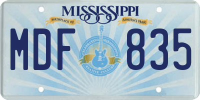 MS license plate MDF835