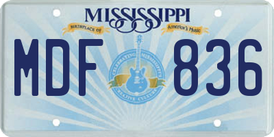 MS license plate MDF836