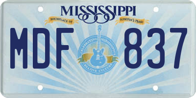 MS license plate MDF837