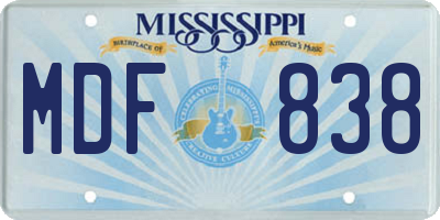 MS license plate MDF838
