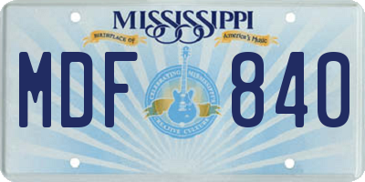 MS license plate MDF840