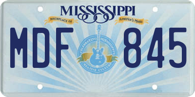 MS license plate MDF845