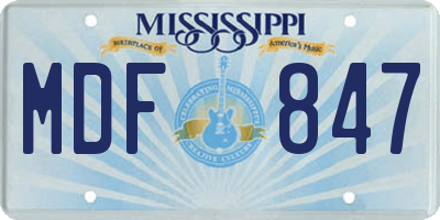 MS license plate MDF847