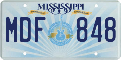 MS license plate MDF848