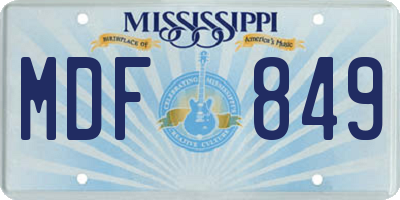 MS license plate MDF849