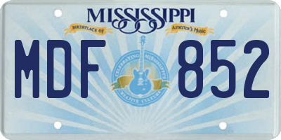 MS license plate MDF852