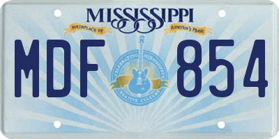 MS license plate MDF854