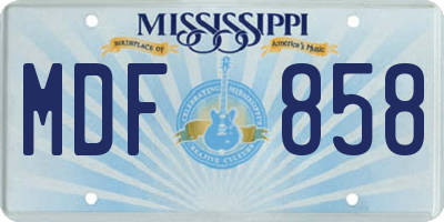 MS license plate MDF858