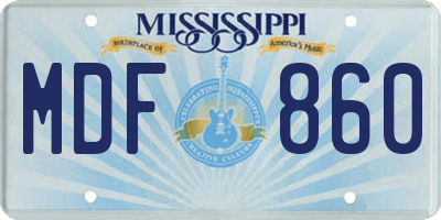 MS license plate MDF860