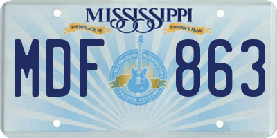 MS license plate MDF863