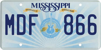 MS license plate MDF866