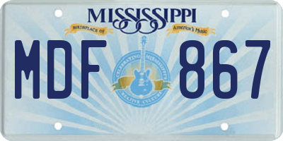 MS license plate MDF867