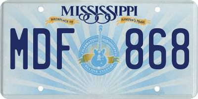 MS license plate MDF868