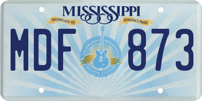 MS license plate MDF873