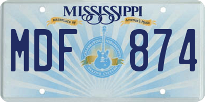MS license plate MDF874