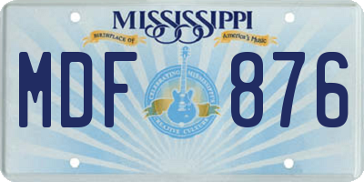 MS license plate MDF876