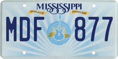 MS license plate MDF877
