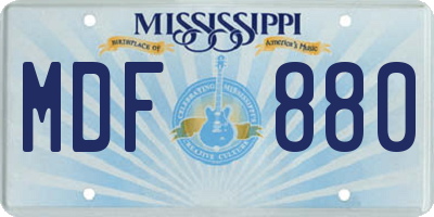 MS license plate MDF880