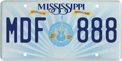 MS license plate MDF888