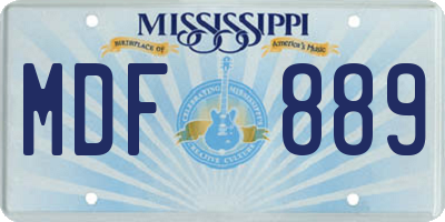 MS license plate MDF889