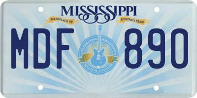 MS license plate MDF890