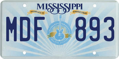 MS license plate MDF893