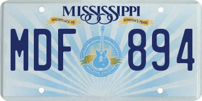 MS license plate MDF894
